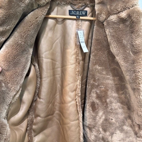 J. Crew Faux Fur Peacoat Brown Women’s Size XL NEW - Picture 5 of 16